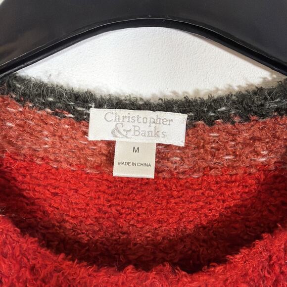 Christopher & Banks Sweater Medium Striped Cottagecore Cardigan Mohair Vintage - Picture 3 of 6